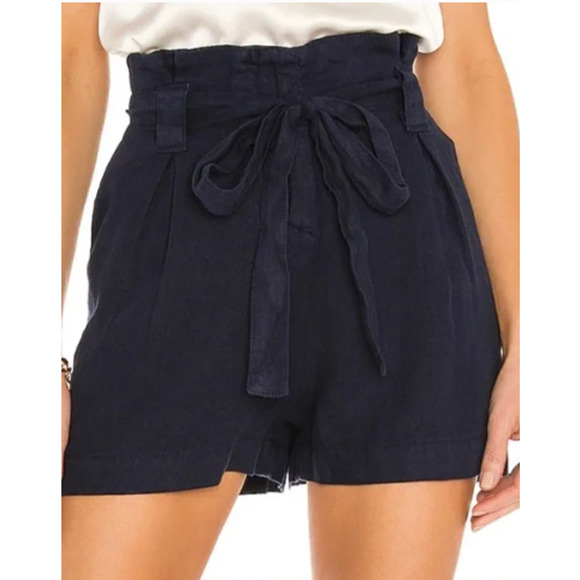 Magaschoni Pants - Magaschoni Linen High Rise Paperbag Shorts Black S